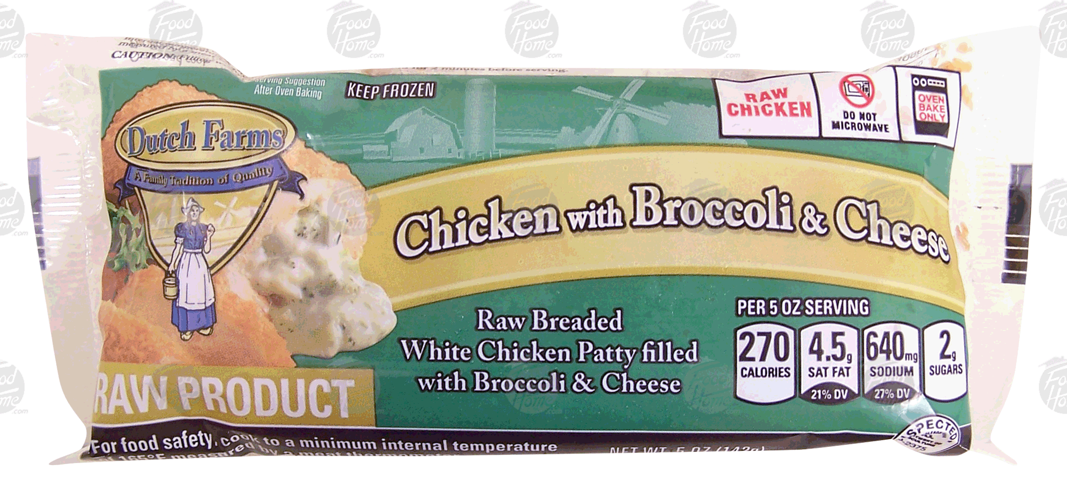 Dutch Farms Chicken with Broccoli & Cheese raw breaded white chicken patty filled with broccoli cheese Full-Size Picture